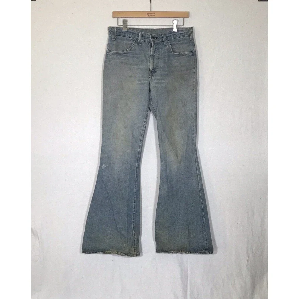 Vtg Levi's Big Bell Bottom Jeans 684-0217 Orange‎ Tab 32x33